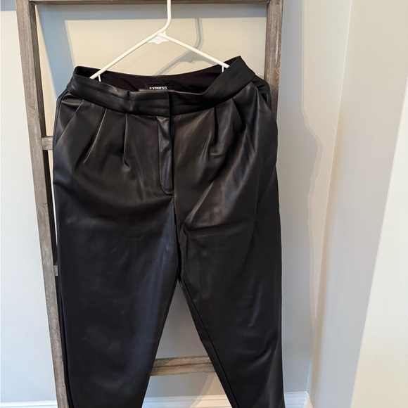Express Black Faux Leather Pants - Picture 1 of 1